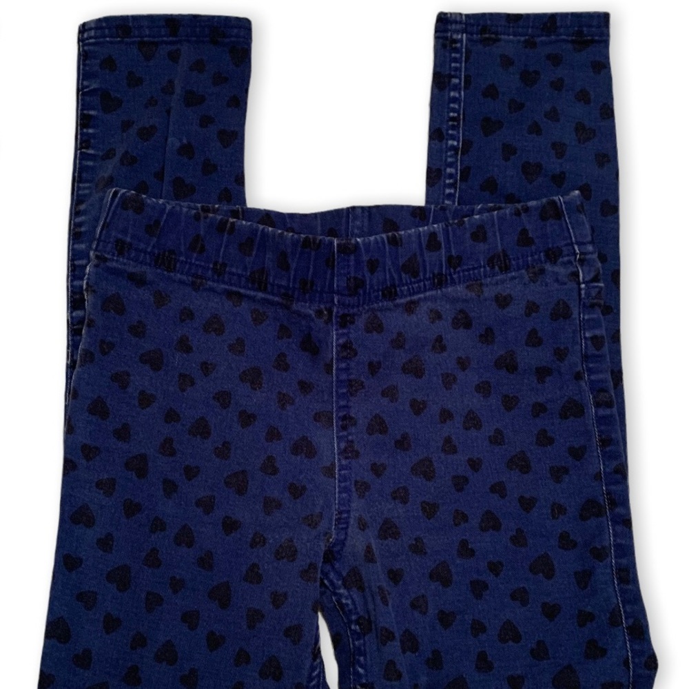 Fashion Girl Blue & Black Heart Print Jean Leggings